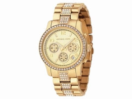 Michael Kors MK5109 Chronograph Gold-Tone Crystal Stainless Steel Womens Michael Kors