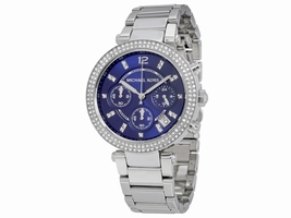 Michael Kors MK6117 Parker Navy Dial Stainless Steel Chronograph Womens Michael Kors