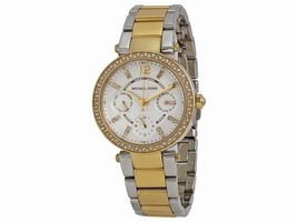 Michael Kors MK6055 Mini Parker White Dial Two Tone Stainless 33mm Womens Michael Kors