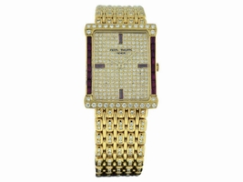 Patek Philippe 18k Yellow Gold Diamond and Ruby Vintage 24mm x 30mm Patek Philippe