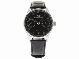IWC Portuguese IW500109 Stainless Steel & Leather Black Dial Automatic 42mm Mens IWC
