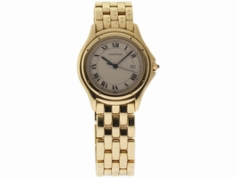 Cartier Cougar 18K Yellow Gold Ivory Dial Quartz 32mm Womens Cartier