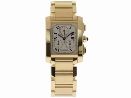 Cartier Tank Francaise W50005R2 Yellow Gold White Dial Quartz 28mm Mens Cartier