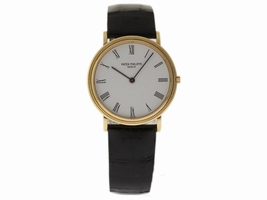 Patek Philippe Calatrava 3744J Yellow Gold Black Leather 33mm Unisex Patek Philippe