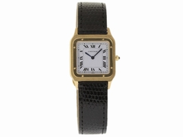 Cartier Santos Dumont 18K Yellow Gold & Leather White Dial Manual 23mm Womens 1981 Cartier