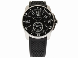 Cartier Calibre De W7100056 Stainless Steel & Rubber Black Dial Automatic 42mm Mens Cartier