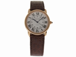Cartier Ronde Solo W2RN0008 18K Rose Gold & Leather Automatic 36mm Mens Cartier