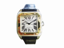 Cartier Santos 100 2878 Stainless Steel & 18K Yellow Gold Automatic 34mm Mens Cartier