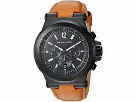 Michael Kors Dylan MK8512 Black Dial Brown Leather Strap Chronograph 46mm Mens Michael Kors