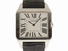Cartier Santos Dumont W2007051 White Gold Black Leather 35mm Men's Cartier