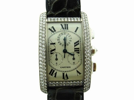 Cartier Tank Swiss Made 18K White Gold Water Resistant Diamond Cartier