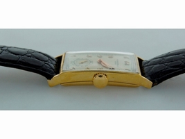 Patek Philippe Yellow Gold Men's Black Leather Strap Original Vintage 1940s Patek Philippe