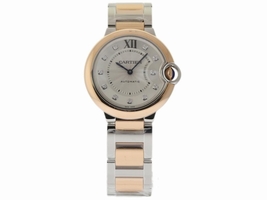 Cartier Ballon Bleu W3BB0007 Stainless Steel & 18K Pink Gold Silver Diamond Dial Automatic 36mm Unisex Cartier