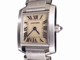 Cartier Tank Francaise Stainless Steel Silver Mother of Pearl Dial Quartz 26mm Womens Cartier