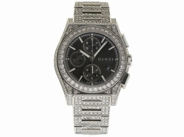 Gucci Pantheon YA115206 Stainless Steel wDiamonds Black Dial Automatic 45mm Mens Gucci