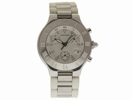 Cartier Must 21 W10184U2 2424 Stainless Steel & Rubber Quartz 38mm Unisex Cartier