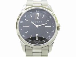 Bulgari Solotempo ST37S Stainless Steel Black Dial Quartz 37mm Mens Bulgari