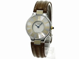 Cartier Must 21 Stainless Steel & Leather Quartz 28mm Womens Cartier