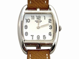 Hermes Cape Cod Tonneau Double Tour CT1.210 Stainless Steel & Leather 24mm Womens Hermes