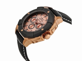 Invicta 7291 Signature II Rose Gold Dial Leather Strap Multifunction Men's Invicta