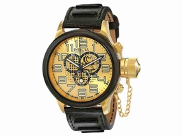 Invicta 14616 Russian Diver Gold Dial Leather Chronograph Men's Invicta