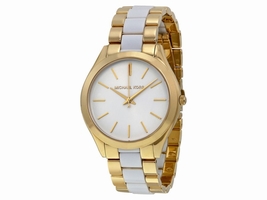 Michael Kors MK4295 Slim Runway White Dial Gold Tone Stainless Women's Michael Kors