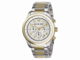 Michael Kors MK8144 Silver Dial Two Tone Stainless Chronograph Women's Michael Kors