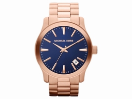 Michael Kors MK7065 Runway Rose Gold-tone Blue Dial Men's Michael Kors