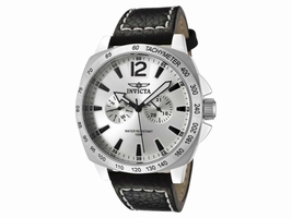 Invicta Men's 0855 II Collection Multi-Function Silver Dial Black Leather Invicta