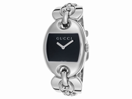 Gucci YA121313 Black Dial Stainless Steel Bracelet Womens Gucci