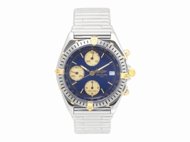 Breitling Chronomat B13047 18K Yellow Gold Automatic Blue Dial Bezel 38mm Mens Breitling