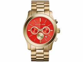 Michael Kors MK5930 Gold Tone Stainless Steel Orange Dial Quartz 45mm Unisex Michael Kors