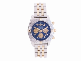 Breitling Chronomat IB0110 Stainless Steel & 18K Yellow Gold Blue Dial Automatic 42mm Mens Breitling