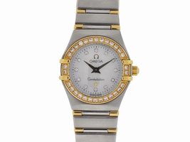 Omega Constellation Stainless Steel & Yellow Gold wDiamond Quartz 23mm Womens Omega