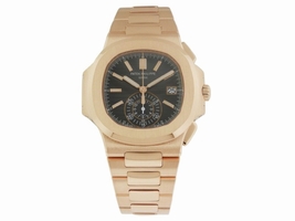 Nautilus Black Dial 18kt Rose Gold Chronograph Automatic Men's Patek Philippe