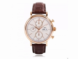 IWC Portofino Chronograph IW391020 18K Rose Gold Silver Dial IWC