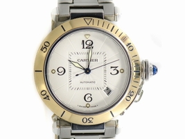 Cartier 2378 Pasha 18K Gold Stainless Steel Two Tone Date Automatic Mens Cartier