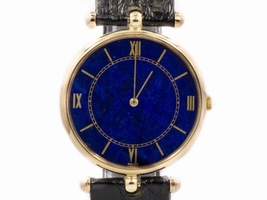Piaget 18K Gold Blue Dial Leather Band Manual Winding Men's Piaget