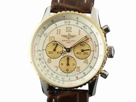 Breitling Navitimer D30022 White Brown Leather Automatic Womens 38mm Breitling