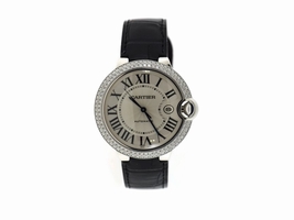 Cartier Ballon Bleu WJBB0032 18K White Gold & Leather wDiamond Automatic 42mm Unisex Cartier