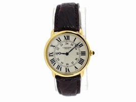 Cartier Ronde Louis 0900 18K Yellow Gold & Leather Manual 33.5mm Womens Cartier