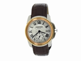 Cartier Calibre W2CA0002 18K Rose Gold/Stainless Steel & Leather Automatic 38mm Mens Cartier
