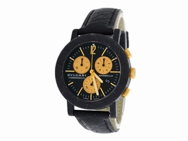 Bulgari Carbongold Marbella BB38CLCH Carbon & 18K Yellow Gold / Leather Quartz 38mm Unisex Bulgari