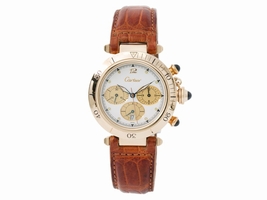 Cartier Pasha 30009 18K Yellow Gold & Leather Quartz 45mm Mens Cartier
