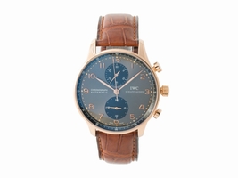 IWC IW371482 18K Rose Gold & Leather Gray Dial Automatic 41mm Mens IWC