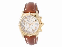 Breitling Chronomat Vitesse K13050.1 18K Yellow Gold & Leather Cream Dial Automatic 40mm Mens Breitling