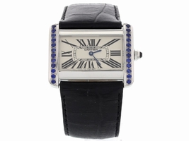 Cartier 2600 Tank Divan Sapphire Stainless Steel Unisex Cartier