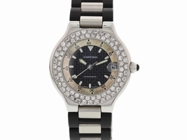 Cartier 2427 Must 21 Autoscaph Stainless Steel and Diamond Mens  | Cartier