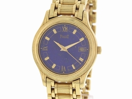 Piaget Polo 18K Yellow Gold Lapis Dial Womens Piaget