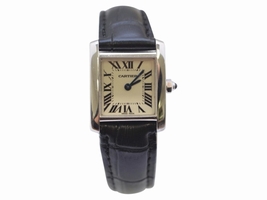 Cartier Tank Francaise 2403 18K White gold / Leather 23mm Womens Cartier